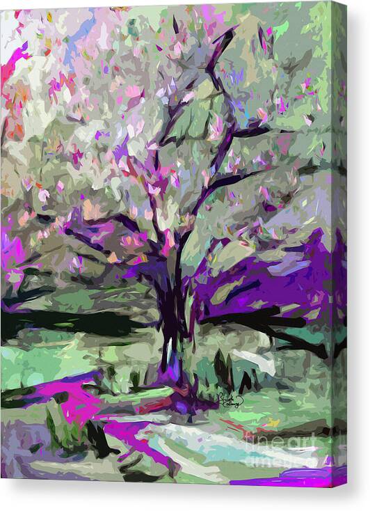 Abstract Canvas Print featuring the painting Abstract Art Tree in Bloom by Ginette by Ginette Callaway
