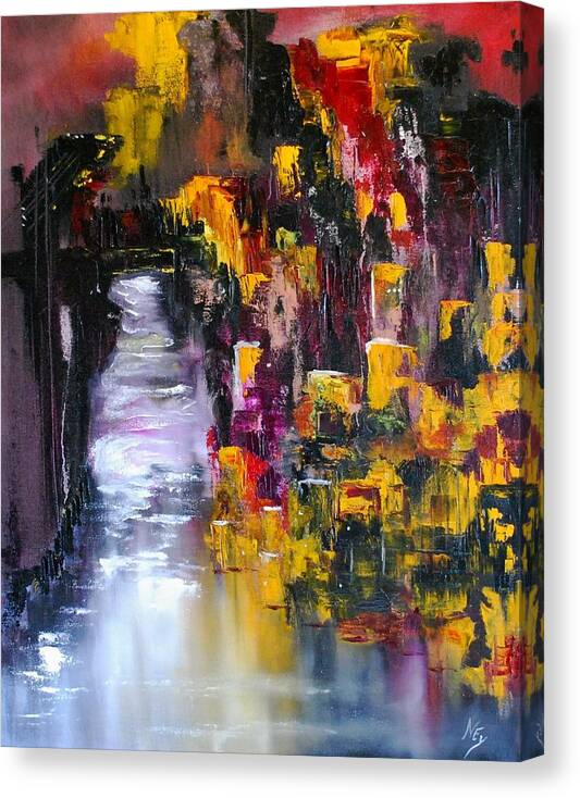 Cityscape Canvas Print featuring the painting Untitled Cityscape #1 by Larry Ney II