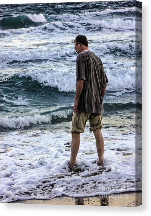 Ocean Canvas Print featuring the photograph a Man and the Sea by Ginette Callaway
