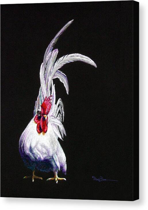 Mary Dove Art Canvas Print featuring the pastel Japanese Rooster by Mary Dove