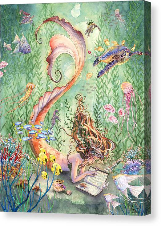 Mermaid Canvas Print featuring the painting The Prayer by Sara Burrier