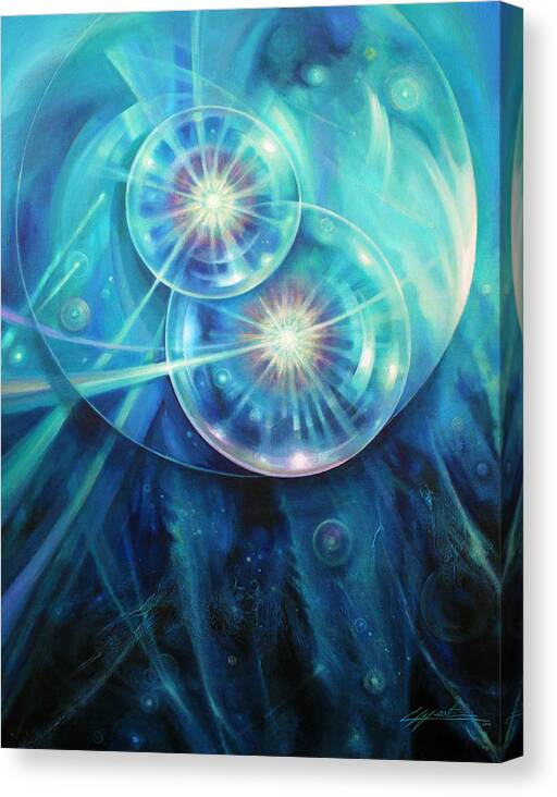 Particle Canvas Print featuring the painting Collide by Lucy West
