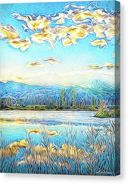 Joelbrucewallach Canvas Print featuring the digital art Joyous Blue Reflections by Joel Bruce Wallach