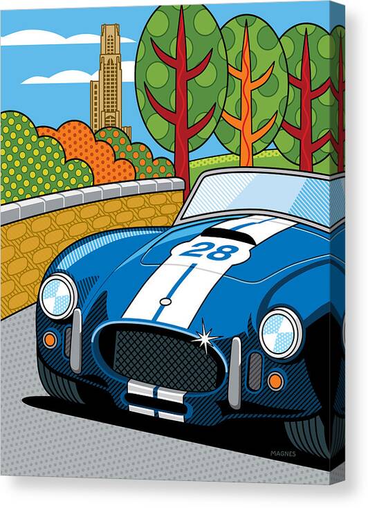 Graphic Canvas Print featuring the digital art Pittsburgh Vintage Grand Prix by Ron Magnes