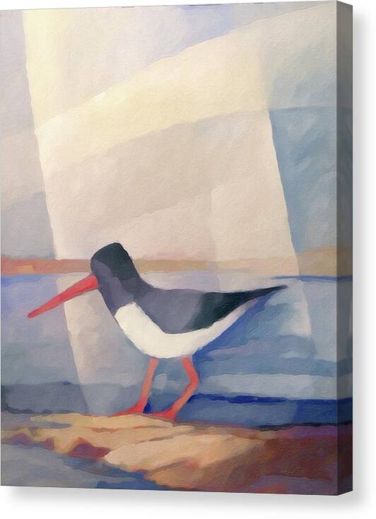 Oystercatcher Canvas Print featuring the painting Oystercatcher Painting #2 by Lutz Baar