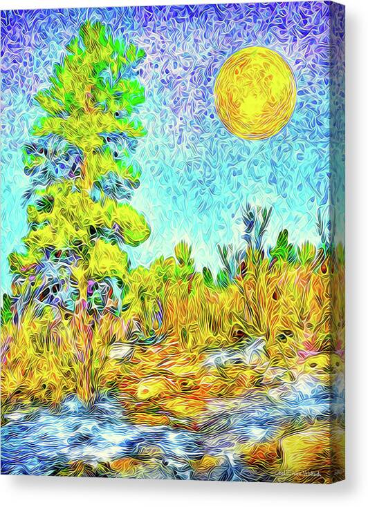 Joelbrucewallach Canvas Print featuring the digital art Harvest Moon On Crystal Mountain - Boulder County Colorado by Joel Bruce Wallach