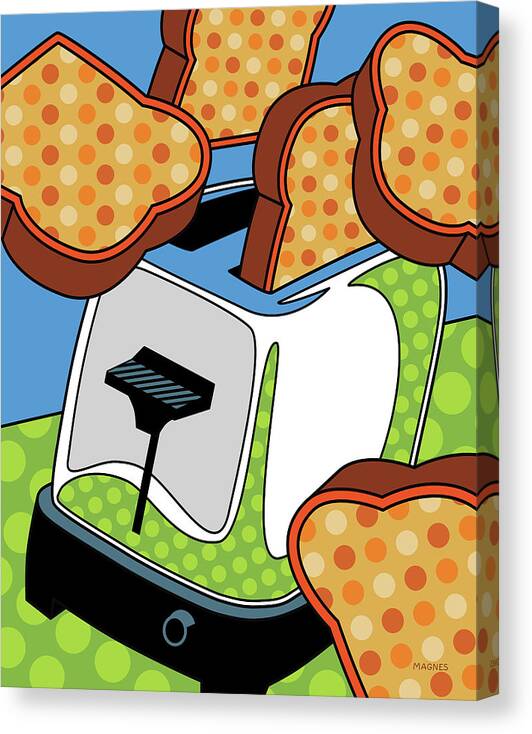 Toast Canvas Print featuring the digital art Flying Toast by Ron Magnes