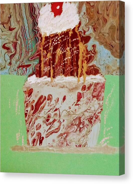 Ice Cream Canvas Print featuring the painting Nostalgic Dessert by Anna Adams