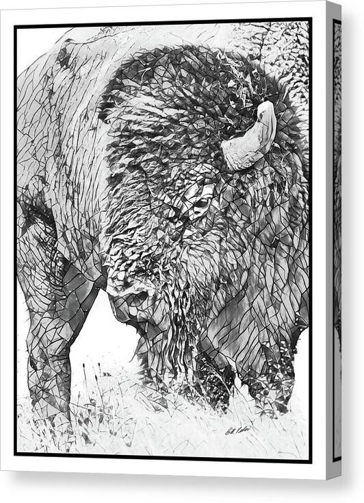 2019 August Canvas Print featuring the photograph One Broken Horn - Portrait - Black-and-White - Abstract by Bill Kesler