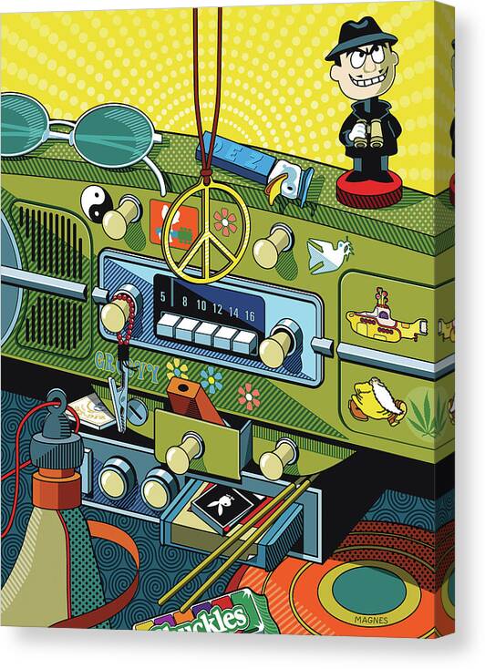 Sixties Canvas Print featuring the digital art Road Trip '69 by Ron Magnes