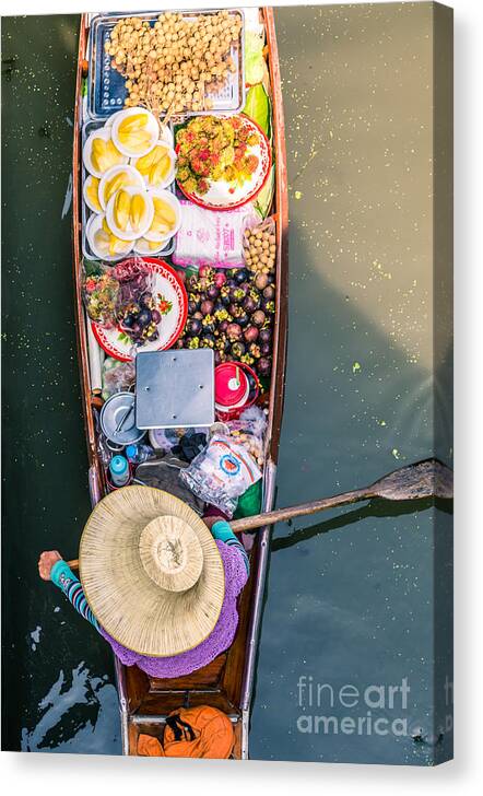 Bangkok Canvas Print featuring the photograph Damnoen Saduak floating market -Bangkok - Thailand by Matteo Colombo