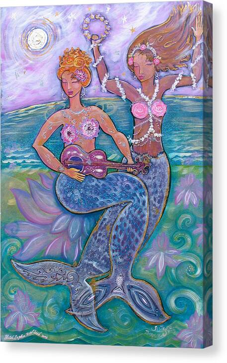 Shiloh Sophia Canvas Print featuring the painting Sisters Born of Song by Shiloh Sophia McCloud
