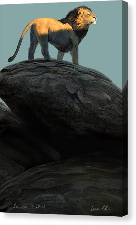 Lion Canvas Print featuring the digital art Sunrise by Aaron Blaise