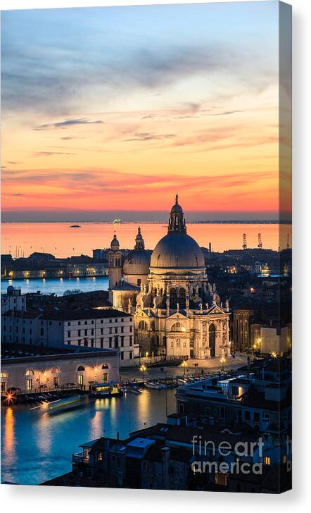 Venice Canvas Print featuring the photograph Sunset over Venice - Italy by Matteo Colombo