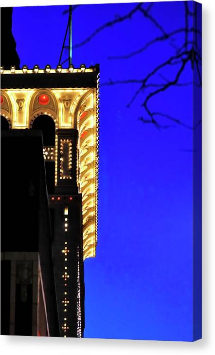 Lighted Canvas Print featuring the photograph Lighted Roofline by Jerry Sodorff