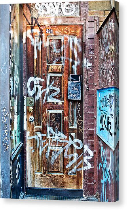 Grafitti Canvas Print featuring the photograph Number 424 by Linda McRae