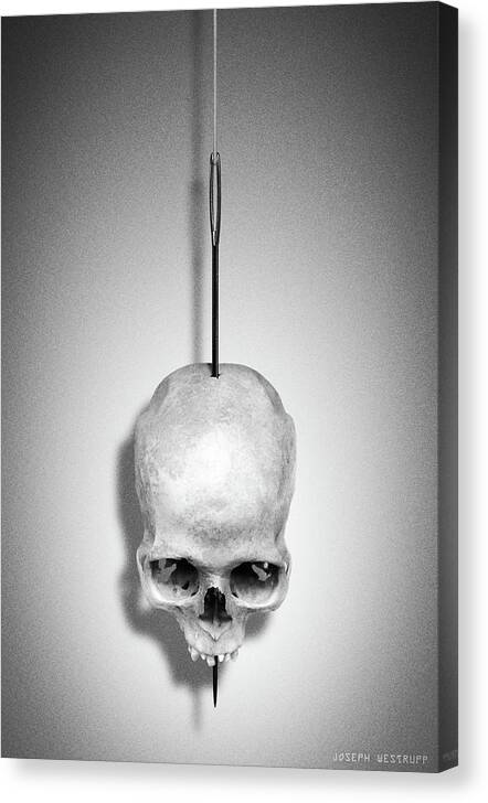 Skull Canvas Print featuring the photograph By a Gray Thread by Joseph Westrupp