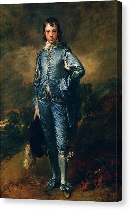 The Blue Boy Canvas Print featuring the painting The Blue Boy by Thomas Gainsborough by Rolando Burbon