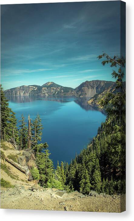 Blue Canvas Print featuring the photograph Crater Lake Oregon by Mike Fusaro