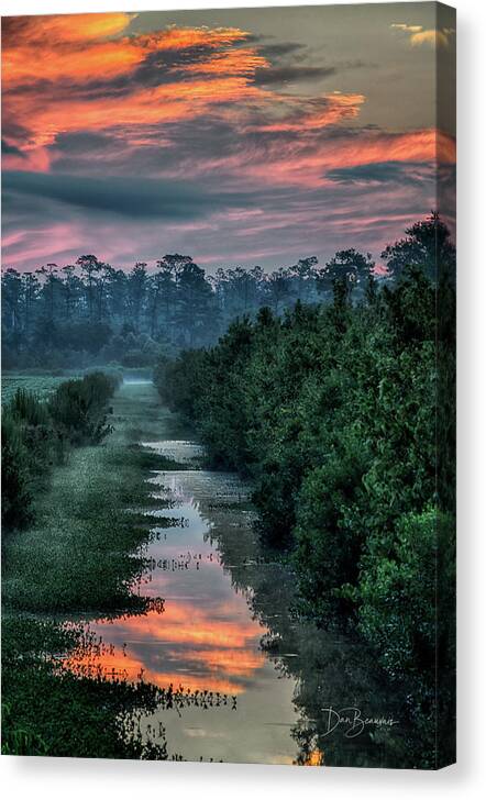 Sunrise Canvas Print featuring the photograph Sunrise Canal #4935 by Dan Beauvais