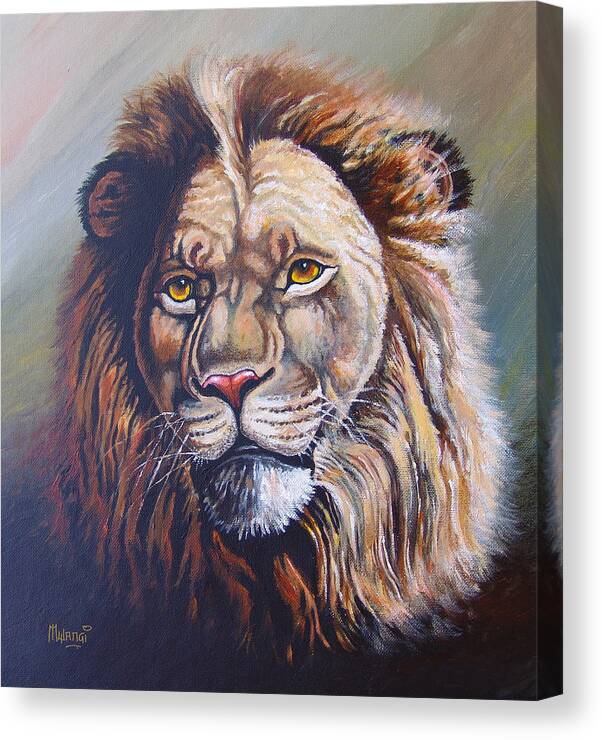 Dangerous Canvas Print featuring the painting The King by Anthony Mwangi