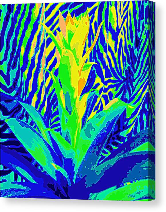 Bromeliad Canvas Print featuring the photograph Bromeliad Exotica Abstract by VIVA Anderson