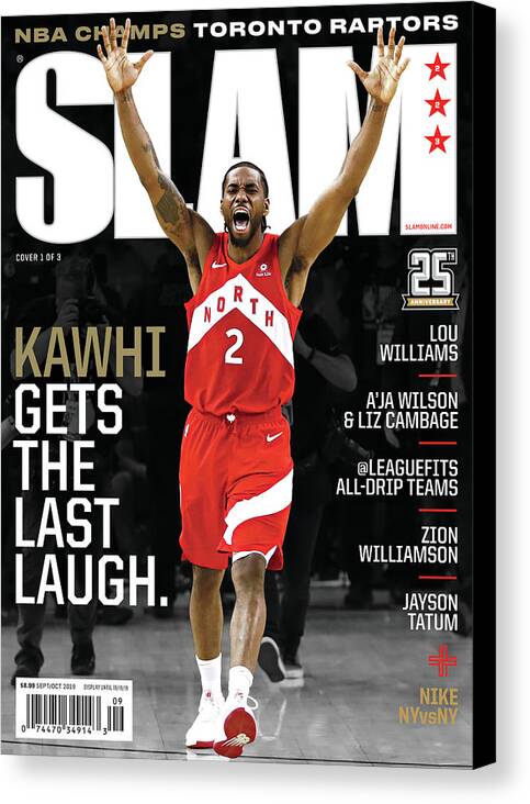 Kawhi Leonard Canvas Print featuring the photograph Kawhi Gets the Last Laugh. SLAM Cover by Getty Images