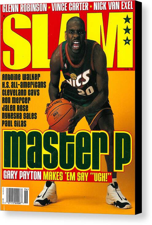 Gary Paton Canvas Print featuring the photograph Master P: Gary Payton Makes 'Em Say Ugh! SLAM Cover by Getty Images