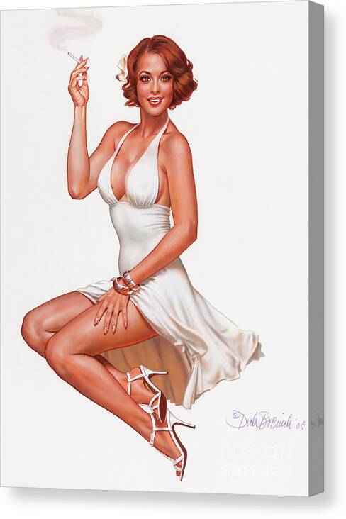 Portrait Canvas Print featuring the painting Camel Girl In White by Dick Bobnick