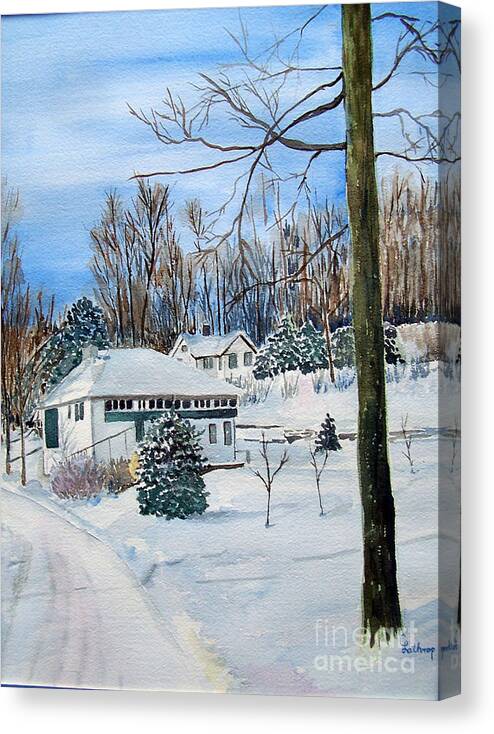 Snow Canvas Print featuring the painting Country Club in Winter by Christine Lathrop