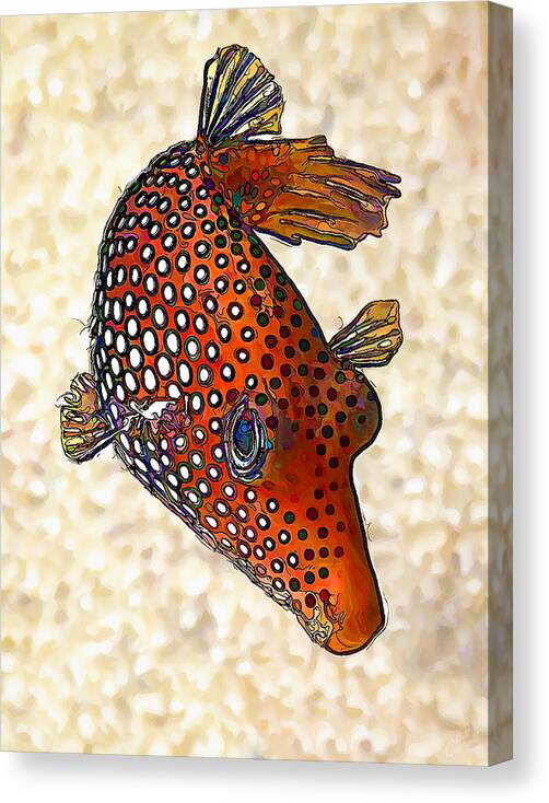 Nature Canvas Print featuring the digital art Guinea Fowl Puffer Fish by ABeautifulSky Photography by Bill Caldwell