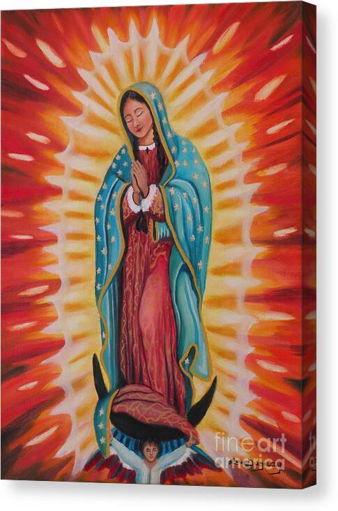 Our Lady Of Guadalupe Canvas Print featuring the painting Our Lady of Guadalupe by Lora Duguay
