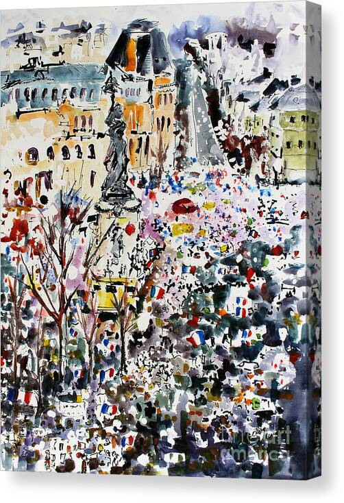 Paris Canvas Print featuring the painting Paris France January 11th 2015 by Ginette Callaway