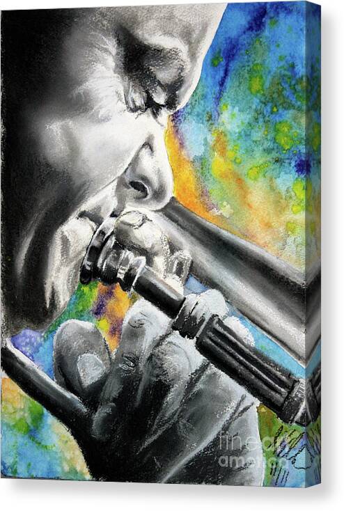 Jazz Canvas Print featuring the mixed media Blues Trombone 1 by Gary Williams