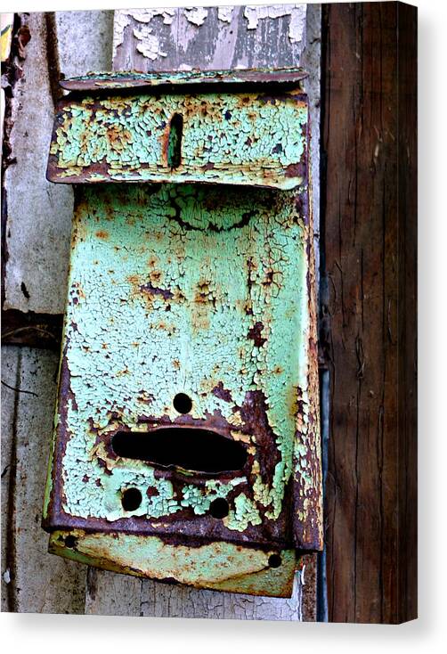 Americana Canvas Print featuring the photograph Green Mailbox by Jo Sheehan