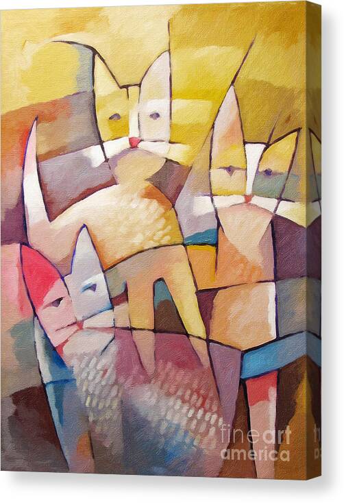 Cats Canvas Print featuring the painting Catlife #2 by Lutz Baar