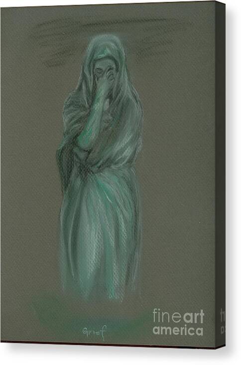 Sorrow Canvas Print featuring the pastel Grief by Christine Jepsen