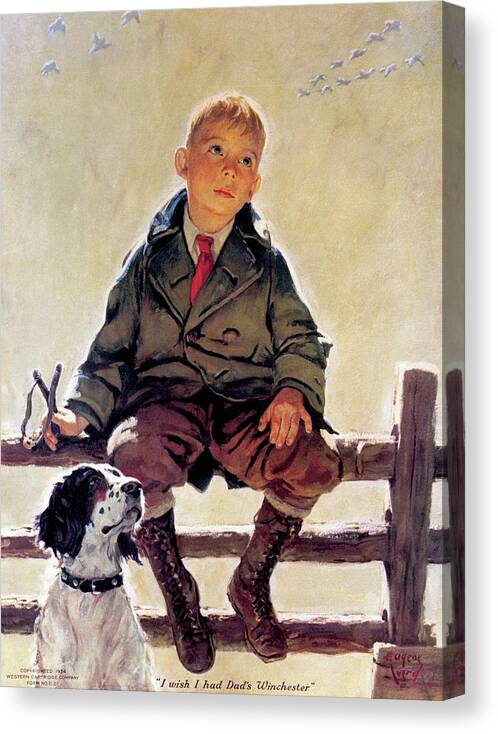 Outdoor Canvas Print featuring the painting I Wish I Had Dad's Winchester by Eugene Ivard