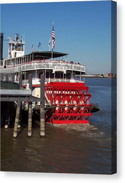 Steam Boat Canvas Print featuring the photograph Living on the Mississippi by William Albanese Sr