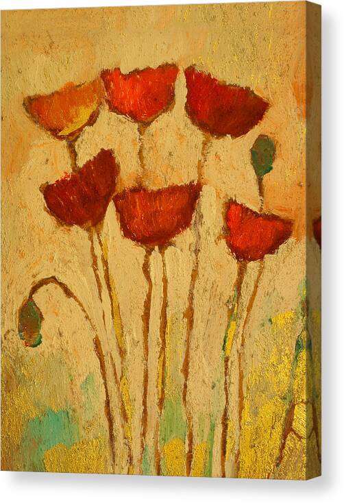 Poppies Decor Canvas Print featuring the painting Poppies Decor by Lutz Baar