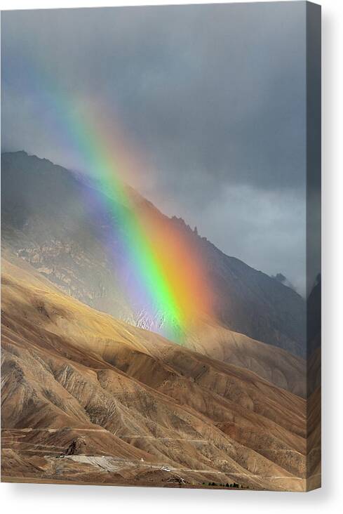 Rainbow Canvas Print featuring the photograph Rainbow, Kaza, 2008 by Hitendra SINKAR