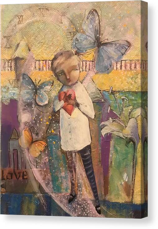 Youth Canvas Print featuring the mixed media Remaining Human by Eleatta Diver