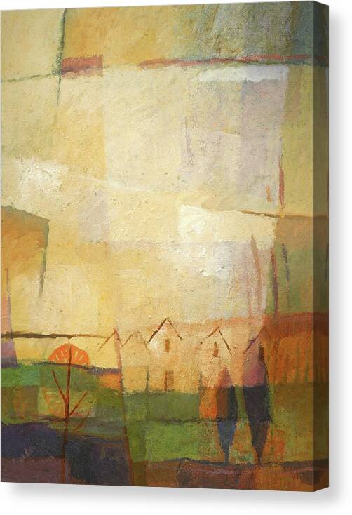 Sunset Canvas Print featuring the painting Sundown Village by Lutz Baar