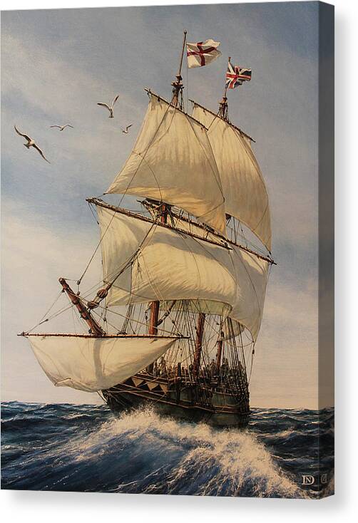 Mayflower Canvas Print featuring the painting The Mayflower by Dan Nance