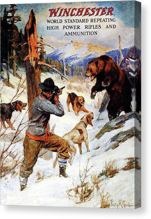 Outdoor Canvas Print featuring the painting A Strenuous Fight by Philip R Goodwin