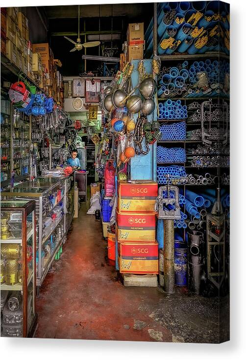 Fittings Canvas Print featuring the photograph Aladdins Cave - Bangkok by Michael Lees