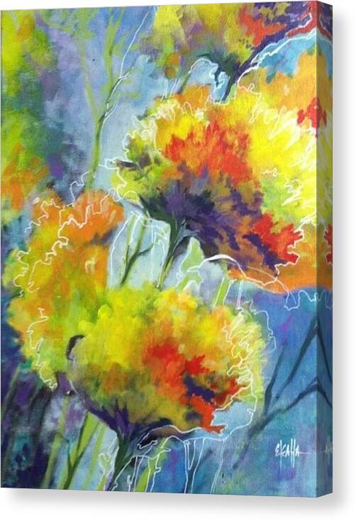 Carnations Canvas Print featuring the mixed media Carnations in Paradise by Eleatta Diver by Eleatta Diver