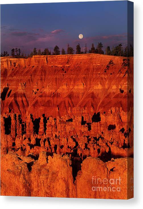 Dave Welling Canvas Print featuring the photograph Full Moon Silent City Bryce Canyon National Park Utah by Dave Welling