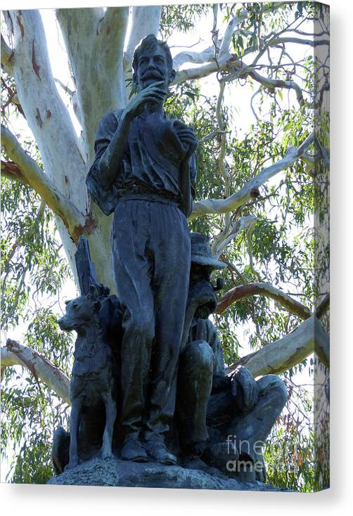 Henry Lawson Canvas Print featuring the photograph Henry Lawson Statue - Sydney by Phil Banks