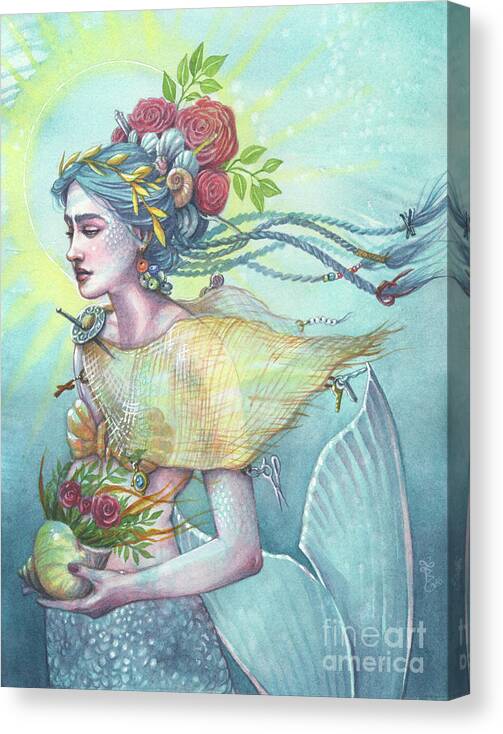 Mermaid Canvas Print featuring the painting Left Behind by Sara Burrier